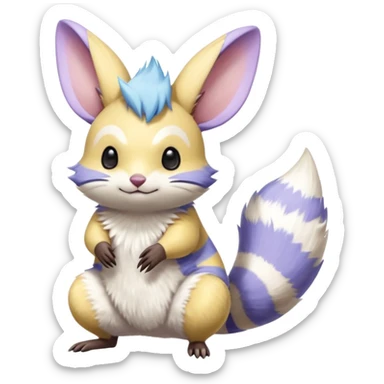 Tropical Exotic Yellow white blue purple Colorful Minccino-Numbat-Pachirisu-Emolga-fusion  sticker