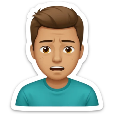 25 year old man in teal shirt that looks like he is in pain sticker