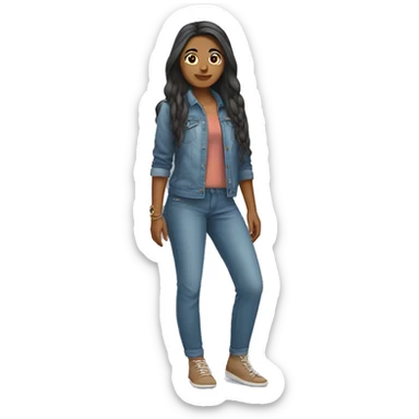 indian girl fair with length hair and streetstyle outfit sticker