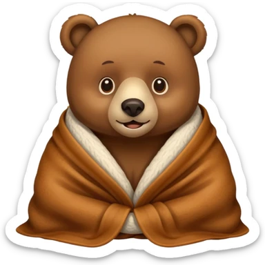 Bear cozy in blanket sticker