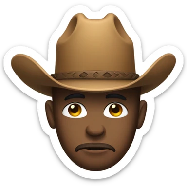 Sad emoji with cowboy hat sticker