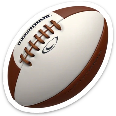 Cinematic Realistic image of a rugby ball in mid-action, with dynamic motion blur and finely rendered leather textures, set against a sunlit, energetic field that underscores its robust athleticism sticker