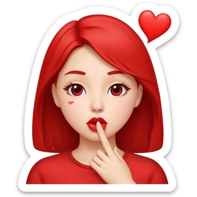 Emoji, girl's face blowing a kiss, puckered lips, small heart sticker