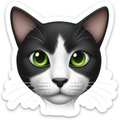 black and white cat with green eyes sticker