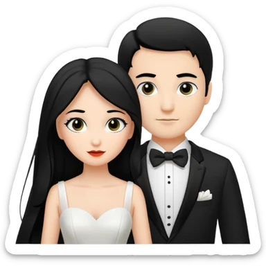 Bride with black hair black eyes as groom with black hair black eyes sticker
