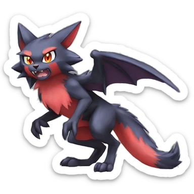  Kawaii Edgy Cool Beautiful Nargacuga-Noivern-Torracat-Litten-Zorua-Zoroark-Fakemon-fusion full body sticker