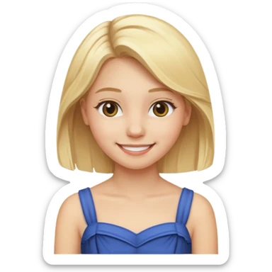 emoji of an 18-year-old young woman with blonde hair smiling sticker
