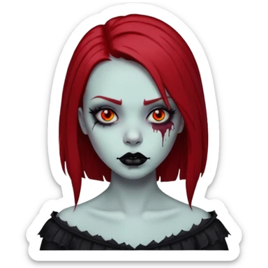 zombie girl with black and red hair long and goth style sticker
