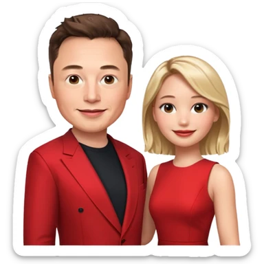 elon musk and Jennifer Lawrence in red dress sticker