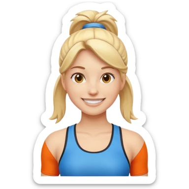 sporty woman cartoon emoji style front view sticker