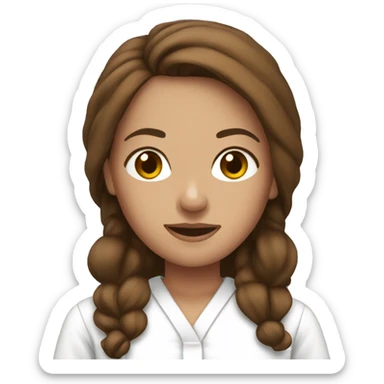 Woman with brown hair in white pjs sticker