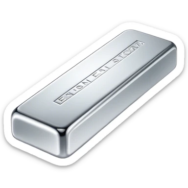 Cinematic Realistic Silver Bar, Cool and gleaming, with smooth, polished silver surfaces reflecting the light in soft, pristine highlights. The elegant shine of the metal exudes sophistication and timeless class. Soft glowing outline, capturing the essence of refined luxury and understated elegance in polished silver. sticker
