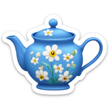 Blue Teaport with flowers print sticker
