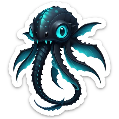 Black Dark Nocturnal Neon-glowing Abyssal Nightly Abyss-Fakémon-Creature sticker