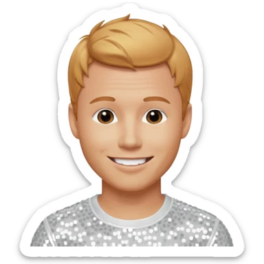 Brian Littrell from Backstreet Boys with reddish blonde hair, white sequin outfit sticker