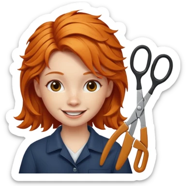 ginger girl whit a scissours in te hair sticker