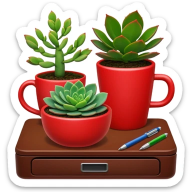 Desk Succulent Plant red cup sticker