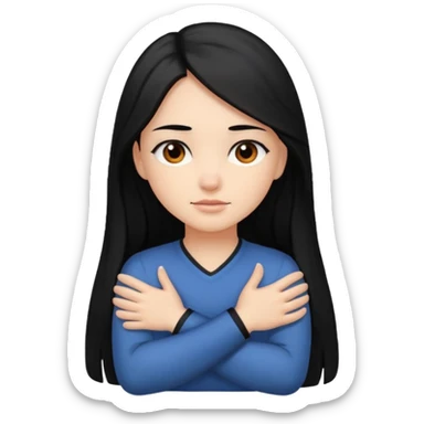 girl holding neck with arms crossed sticker