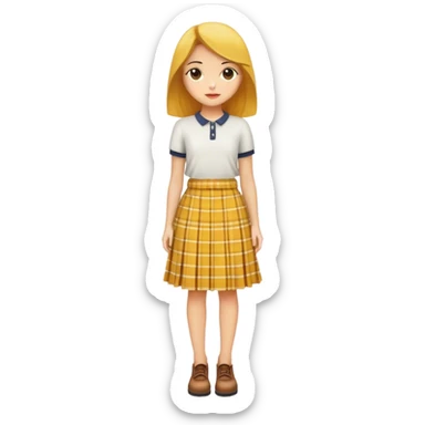 A medium size mustard yellow skirt with a subtle checkered pattern, trendy and casual.
 sticker