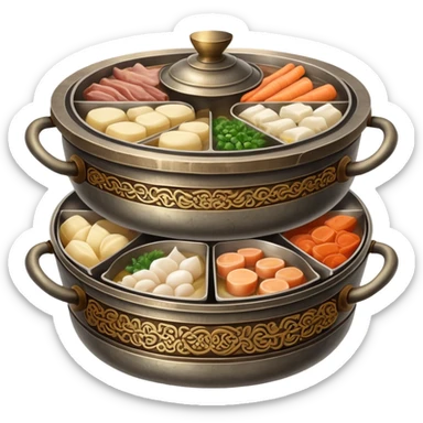 Vintage Chinese hotpot with divided sections sticker