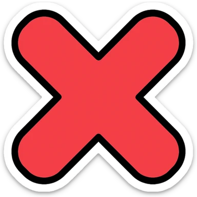 red X icon with soft edges and subtle shadow, transparent background sticker