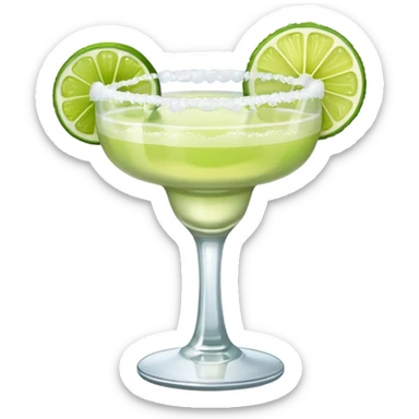 Margarita – glass with salted rim, lime wedge, ice sticker
