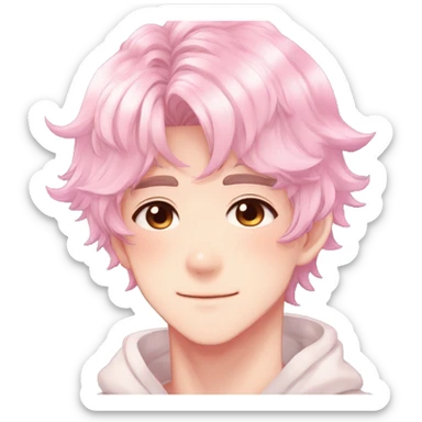 Gorgeous colorful shiny romantic pastel anime style shojo man with blushing face aesthetic and pretty hair trending style sticker