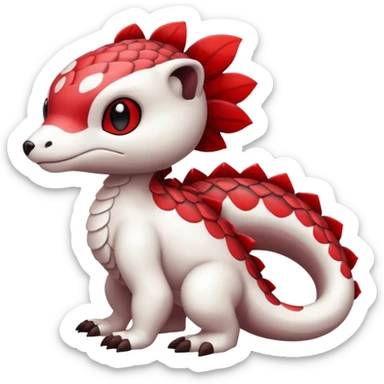 Cute cool scaley white red dark-brown animal hybrid Fakemon full body sticker