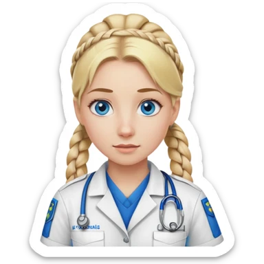 Paramedic girl with blonde hair ponytail braid and blue eyes sticker