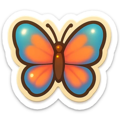 single butterfly symbol, cartoon style sticker, simple and clear, no text sticker