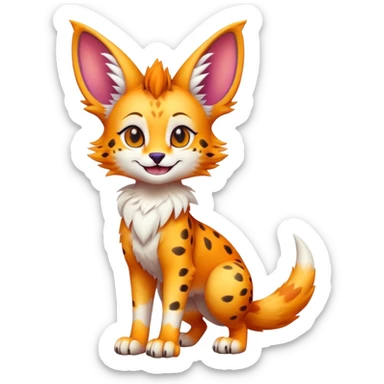 Cute Kawaii Epic Colorful Sergal-Serval-Vernid full body sticker