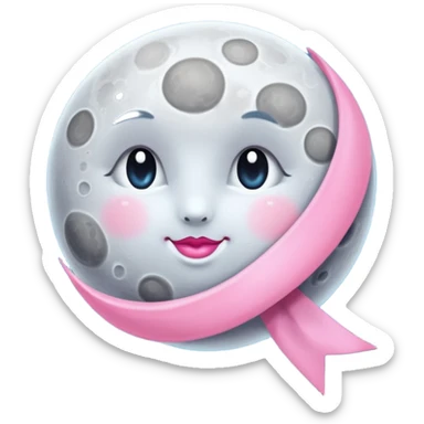 🌕🎀 this emoji ribbon set on the moon's head and don't change ribbon color sticker