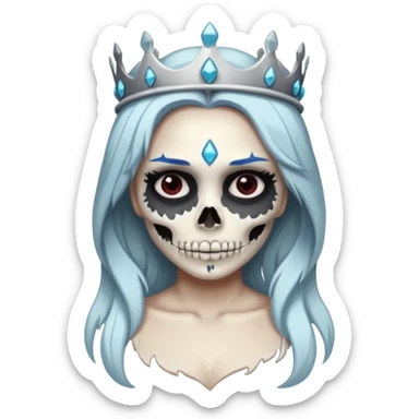 An attractive Alaskan princess, full body, facing to the right. In the style of your bleeding skull art. Full body facing in the right side of the screen sticker