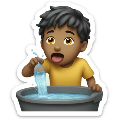 A boy is licking water  sticker