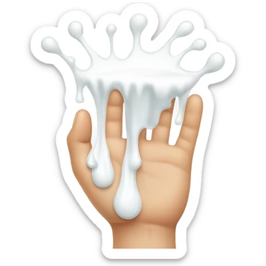 milk dripping directly off palm of hand with 5 fingers sticker