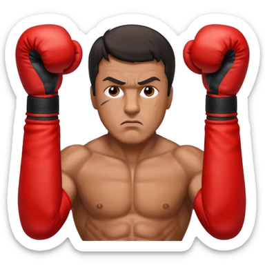 boxer resembling Rocky Sylvester Stallone, red gloves, determined expression, minimal details sticker