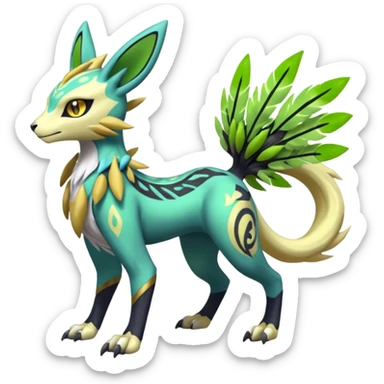  Exotic Feathery Meloetta-Zygarde-Zeraora-Renamon-Protogen-Palkia-hybrid-fusion-Fakémon-creature, full body sticker