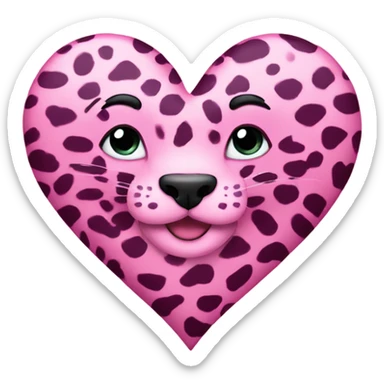 Pink leopard heart sticker