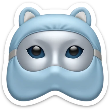 emoji of an isolated silky sleep mask, no eyes, no face, no character features, smooth satin texture with gentle shine, pastel grey-blue color, soft rounded shape, cozy winter pajama mood, soft shadows sticker