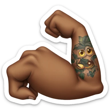 Flexing brown arm with tattoo sleeve sticker