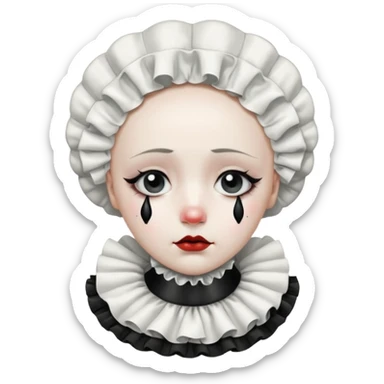 sad pierrot, black tear sticker