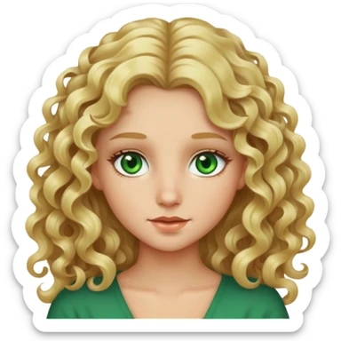 Chica rubia de pelo rizado largo con ojos verdes sticker