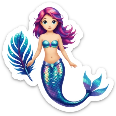 mermaid bird sticker
