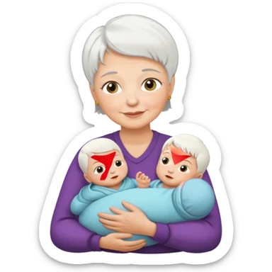 grandmother with short hair white and newborn a baby   sticker