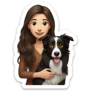 black border collie and woman with long brown hair sticker