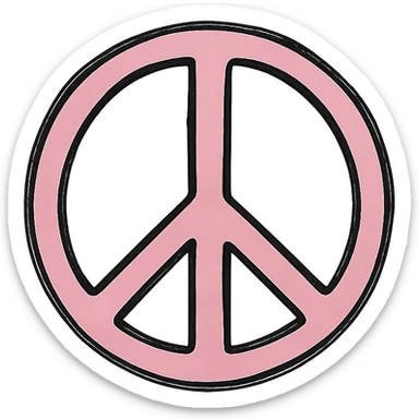 hand drawn outlined icon of a pink peace sign, no fill sticker