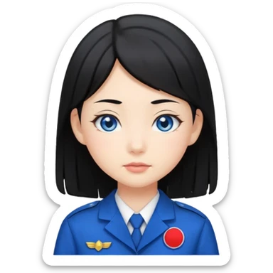 japanese schoolgirl with black hair and blue eyes sticker