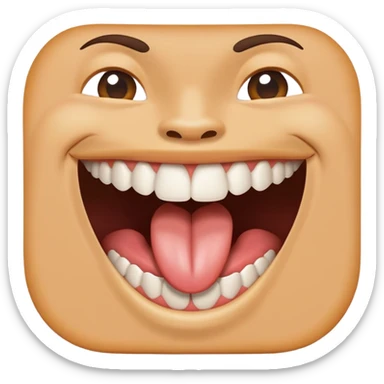 smiling with tongue covering teeth sticker