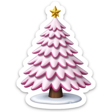 White Christmas tree with pink ornaments sticker