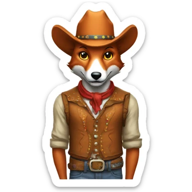 cowboy clown fox sticker